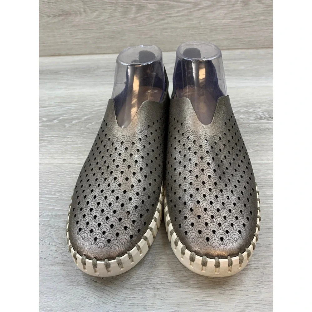 Ilse Jacobsen Tulip 139 Women's Metallic 8 Perforated Slip On Flat Shoes